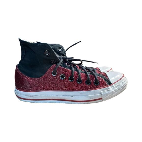 Vtg Converse Chuck Taylor All Star Glitter High Top Shoes Women’s 7 Men’s 5 Red - Picture 2 of 10